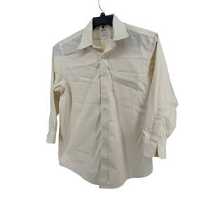 Brooks Brothers Shirt Button Down Mens 16.5 32/33 cream Yellow Non-Iron Regular
